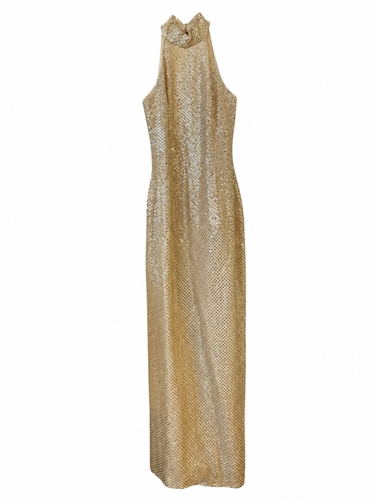 Roberto Cavalli Dresses & Skirts - Vintage Roberto Cavalli Gold Sequin Maxi Halter Gown Prom. Marilyn Monroe vibes
